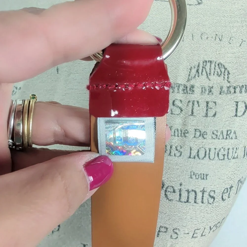 Vintage Y2K Dolce Gabbana Logo Belt 36 Large Red Patent Leather 90cm - Picture 8 of 12